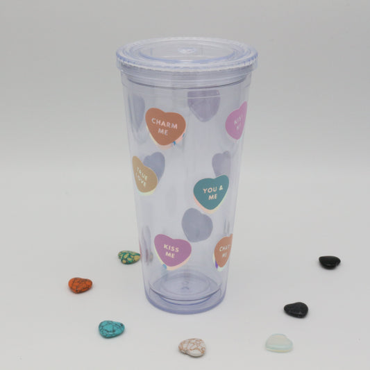 Trinkbecher mit Strohhalm - Love Hearts