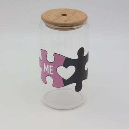 Set You & Me - 2 Gläser (je 460ml) mit Strohhalm und Deckel
