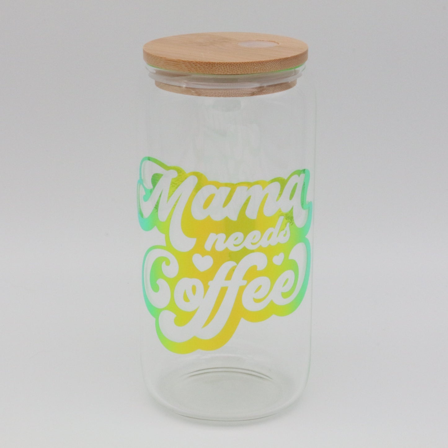 Mama needs Coffee | Trinkglas 500 ml | Strohhalm + Deckel