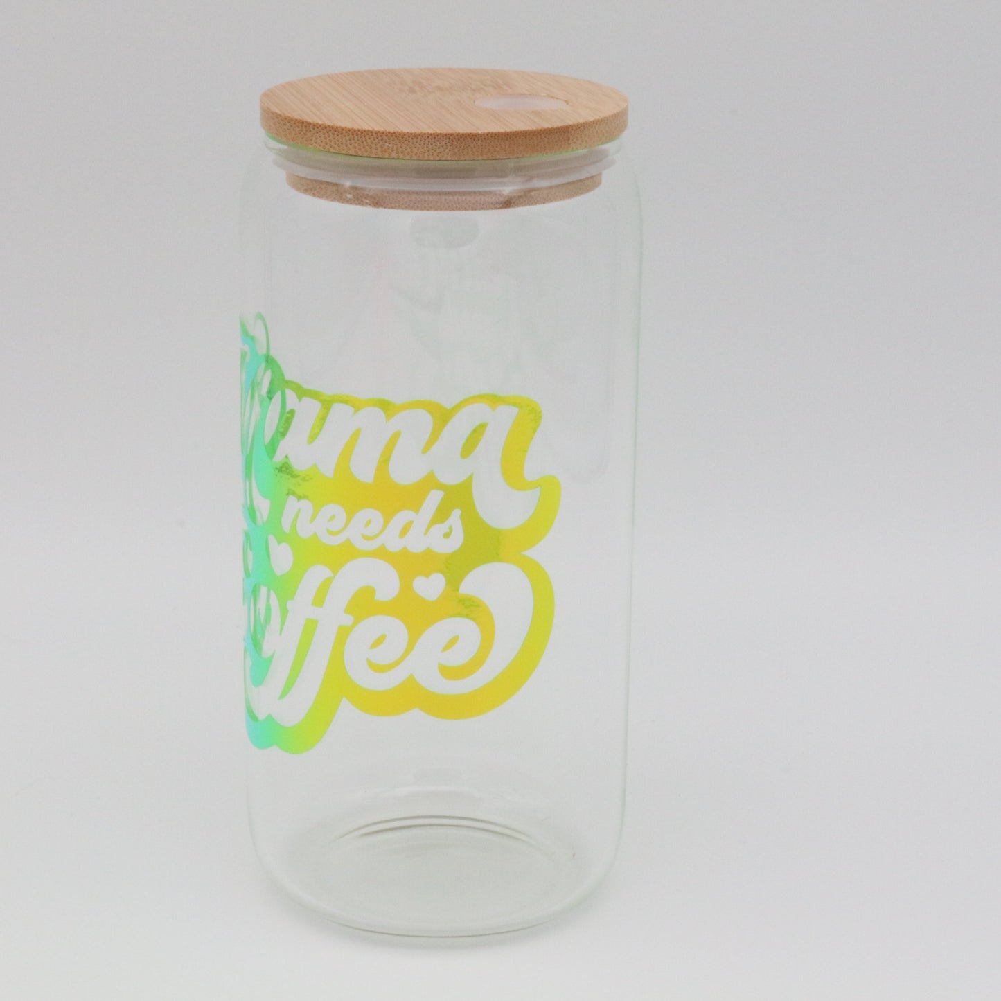 Mama needs Coffee | Trinkglas 500 ml | Strohhalm + Deckel