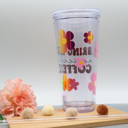 Trinkbecher mit Strohhalm - "Bring me an iced coffee"