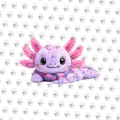 Plüsch-Axolotl als UV-DTF Sticker einzeln