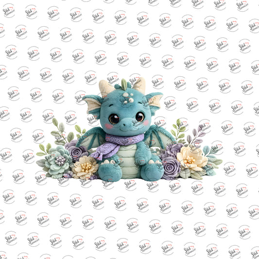 Plüschdrache mit Blüten