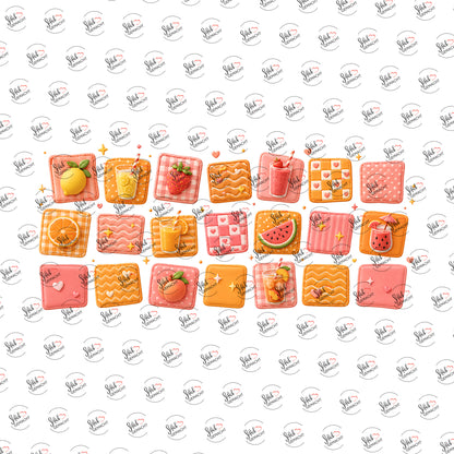 Sommerdrinks-Muster als UV-DTF Sticker einzeln