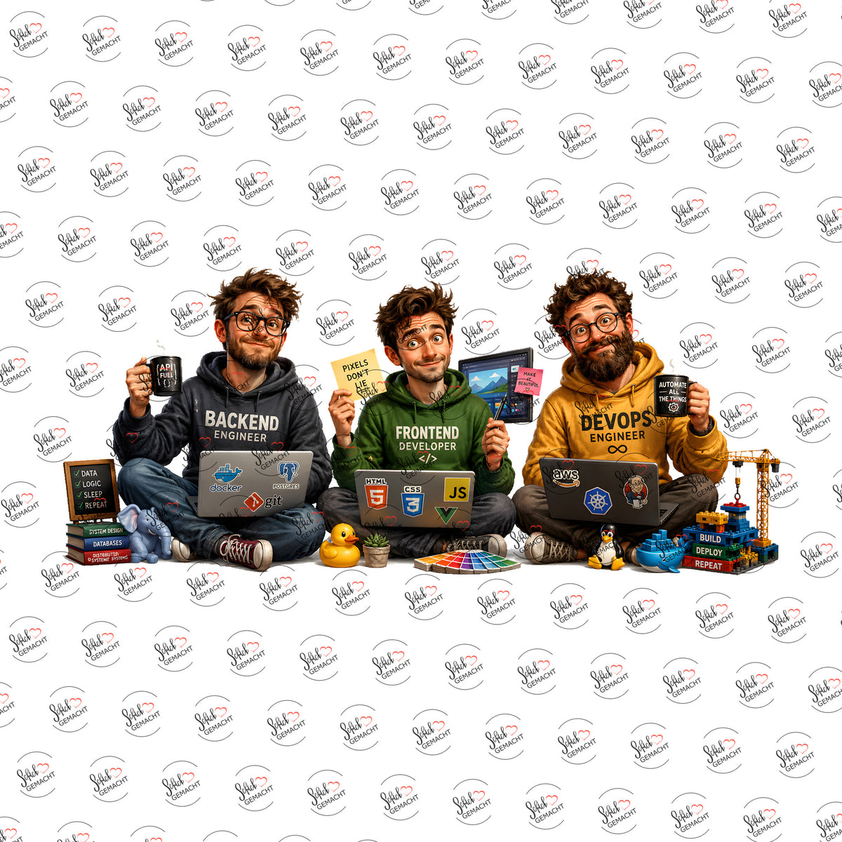 Entwickler-Trio als UV-DTF Sticker einzeln