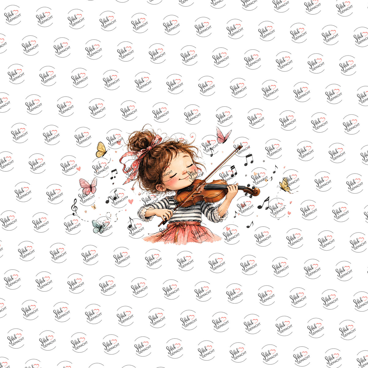 Mädchen an der Geige als UV-DTF Sticker einzeln