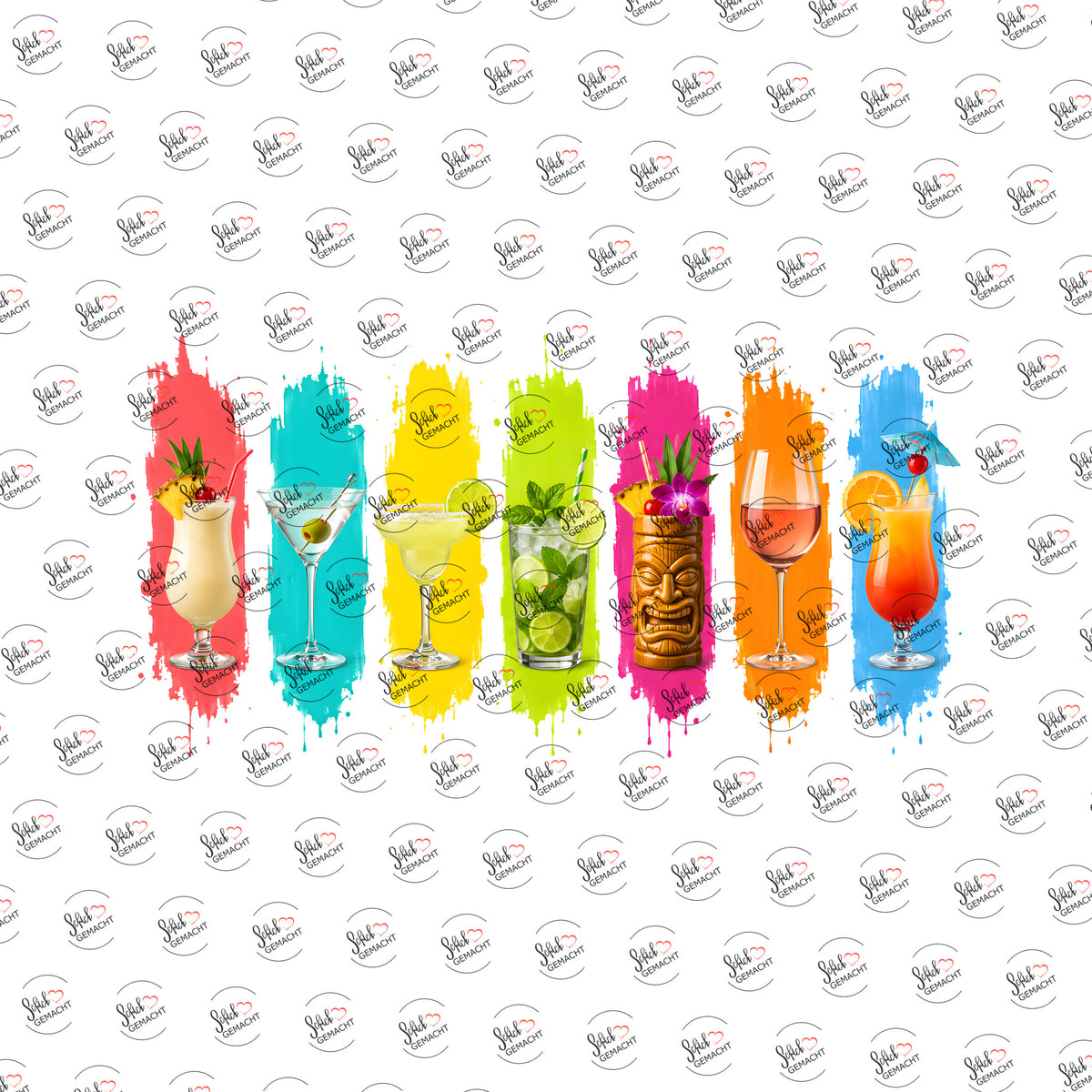 Cocktail-Streifen als UV-DTF Sticker einzeln