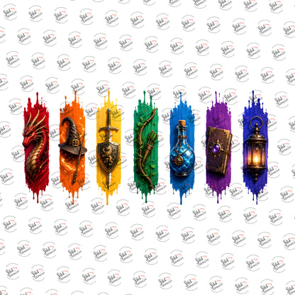 Fantasy-Ausrüstung als UV-DTF Sticker einzeln