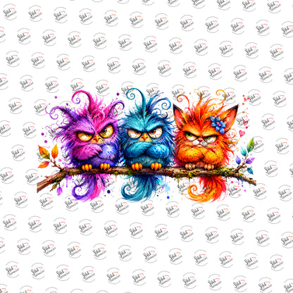 Grimmige Federbälle als UV-DTF Sticker einzeln
