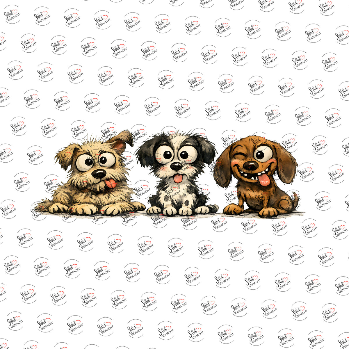 Struppige Hundebande als UV-DTF Sticker einzeln