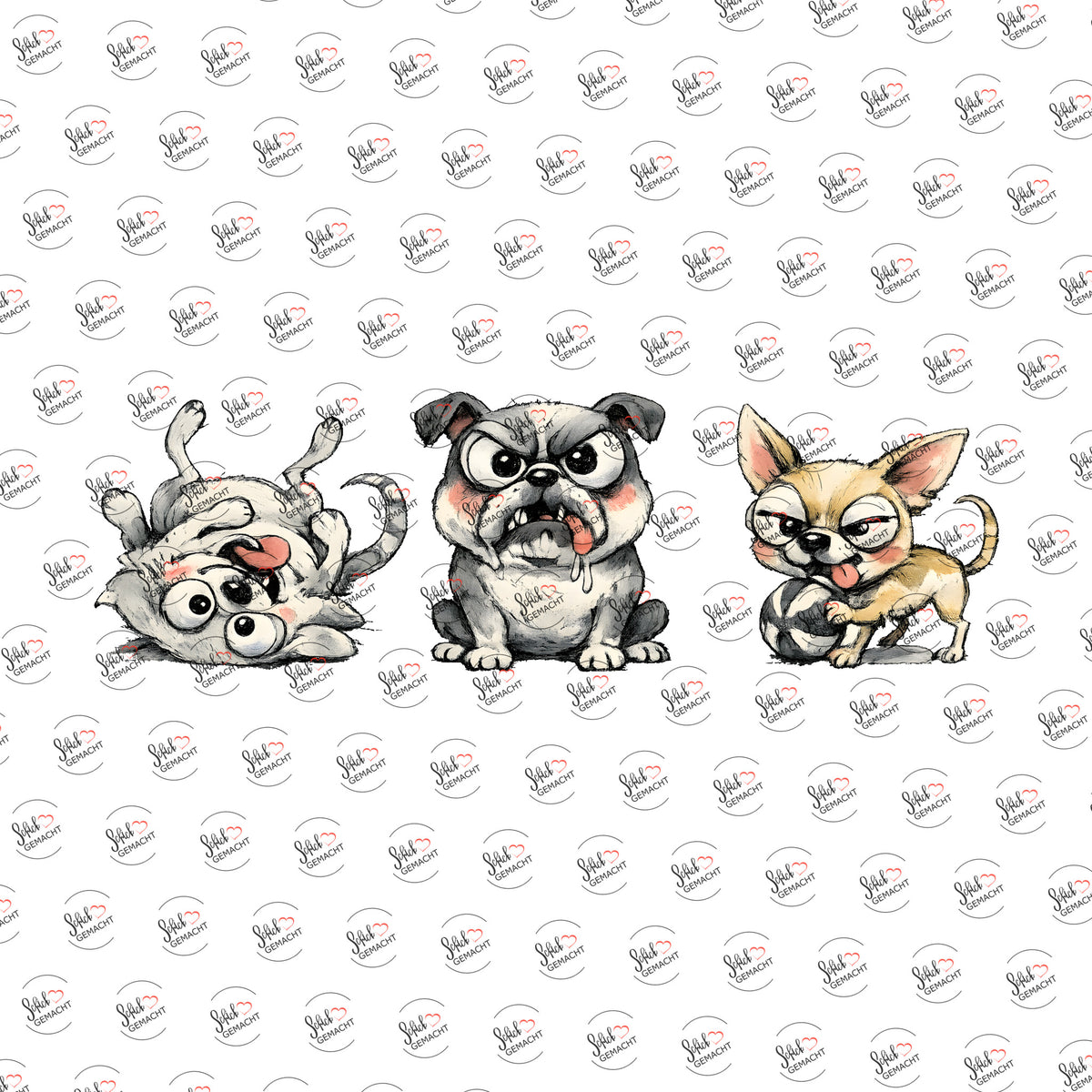 Hunde mit Charakter als UV-DTF Sticker einzeln