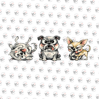 Hunde mit Charakter als UV-DTF Sticker einzeln