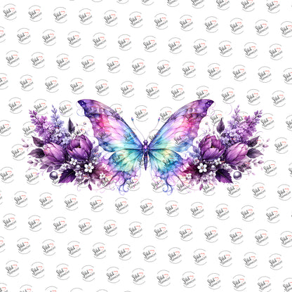 Schmetterling im Flieder als UV-DTF Sticker einzeln