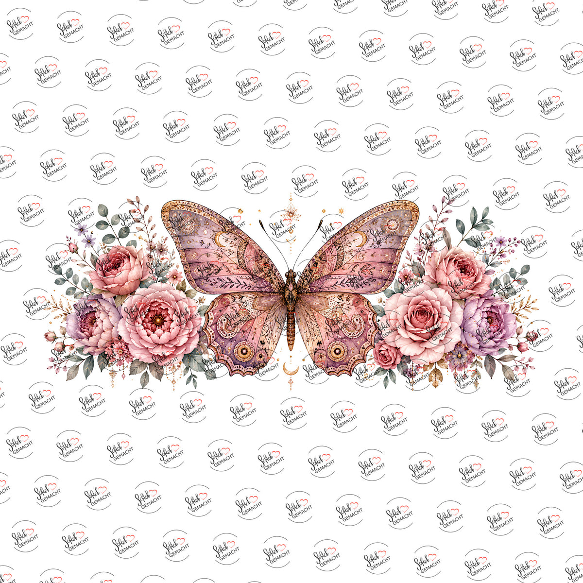 Schmetterling in Roségold als UV-DTF Sticker einzeln