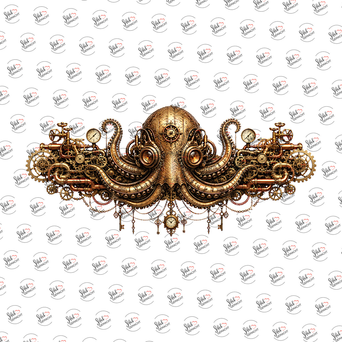 Steampunk-Krake als UV-DTF Sticker einzeln