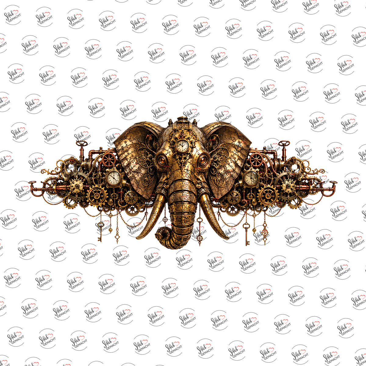Steampunk-Elefant als UV-DTF Sticker einzeln