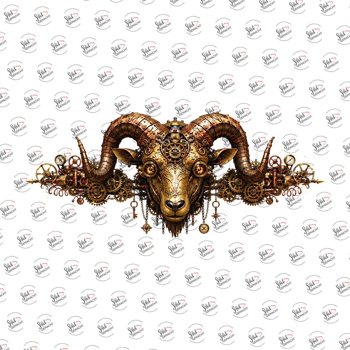 Steampunk-Widder als UV-DTF Sticker einzeln