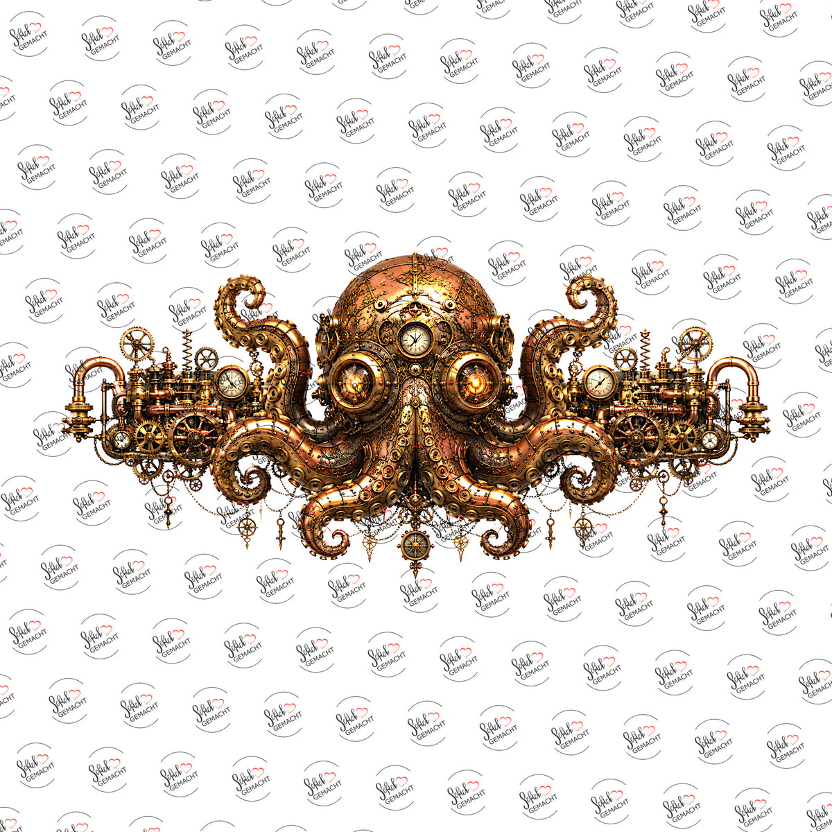 Steampunk-Oktopus als UV-DTF Sticker einzeln