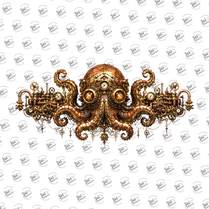 Steampunk-Oktopus als UV-DTF Sticker einzeln