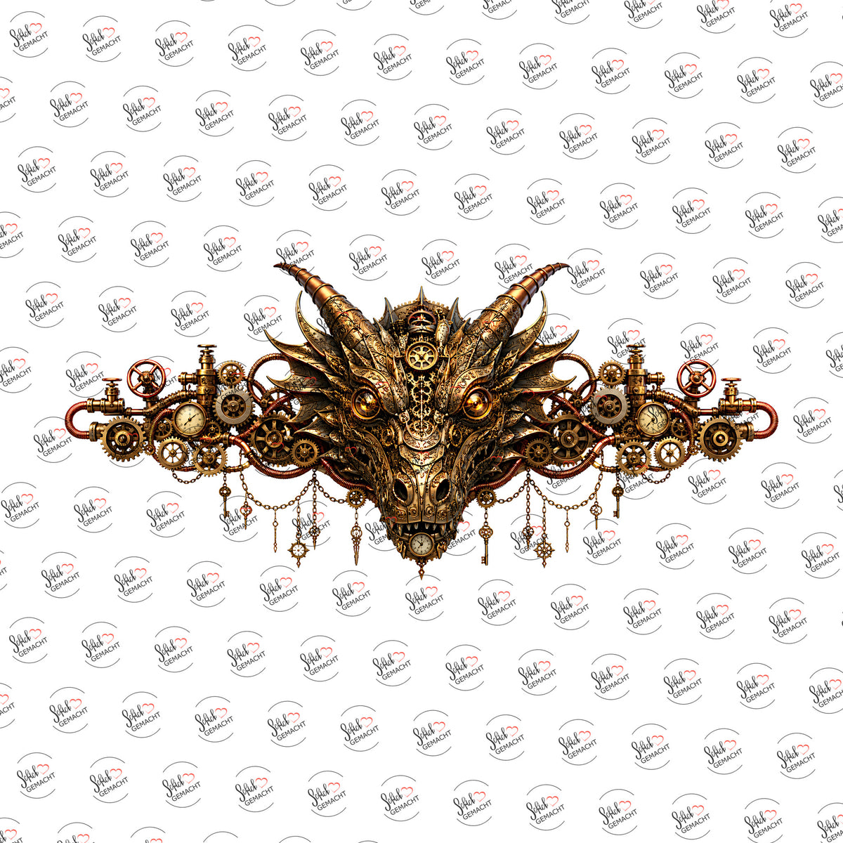 Steampunk-Drache als UV-DTF Sticker einzeln
