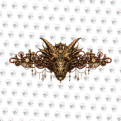 Steampunk-Drache als UV-DTF Sticker einzeln