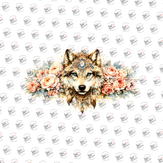 Wolf im Blütenkranz