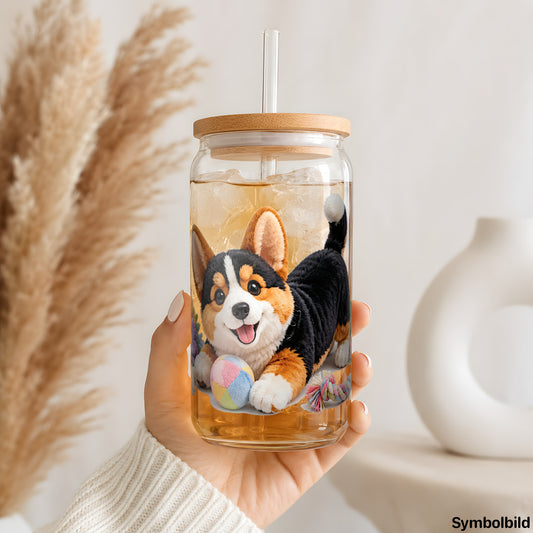 Plüsch-Corgi beim Spielen