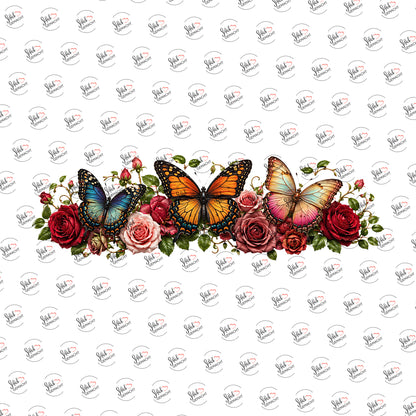 Rosen und Schmetterlinge als UV-DTF Sticker einzeln