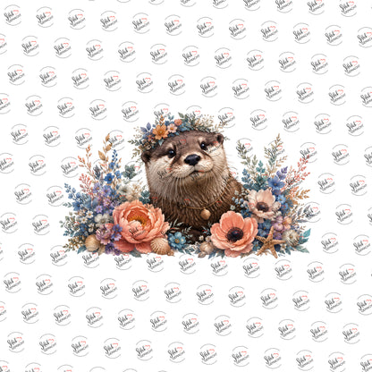 Otter mit Muscheln als UV-DTF Sticker einzeln