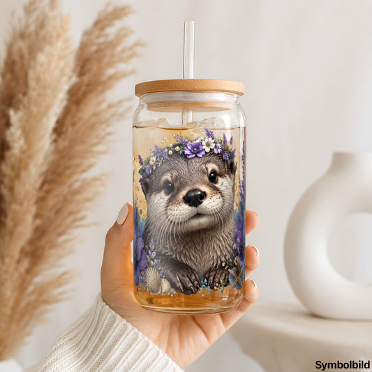 Otter mit Blütenkranz