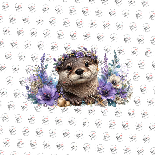 Otter mit Blütenkranz