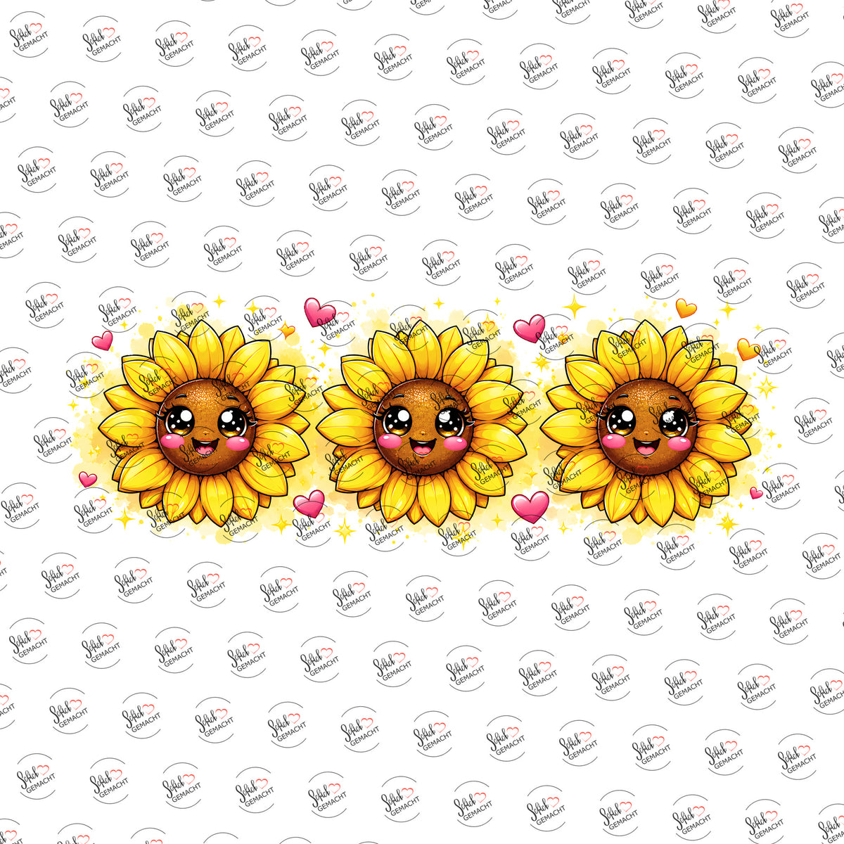Sonnenblumen mit Gesicht als UV-DTF Sticker einzeln