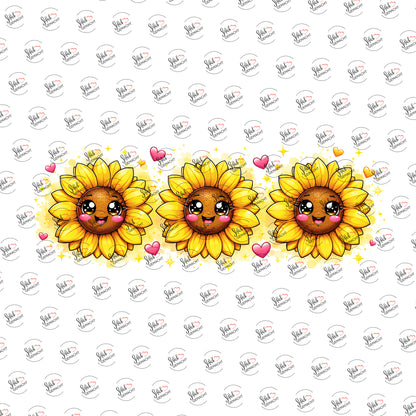 Sonnenblumen mit Gesicht als UV-DTF Sticker einzeln