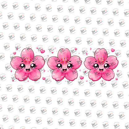 Kirschblüten mit Gesicht als UV-DTF Sticker einzeln