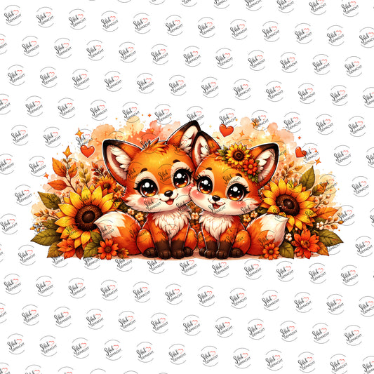 Fuchsgeschwister im Sonnenblumenfeld