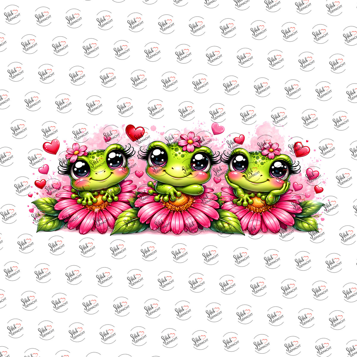 Frösche auf Blüten als UV-DTF Sticker einzeln