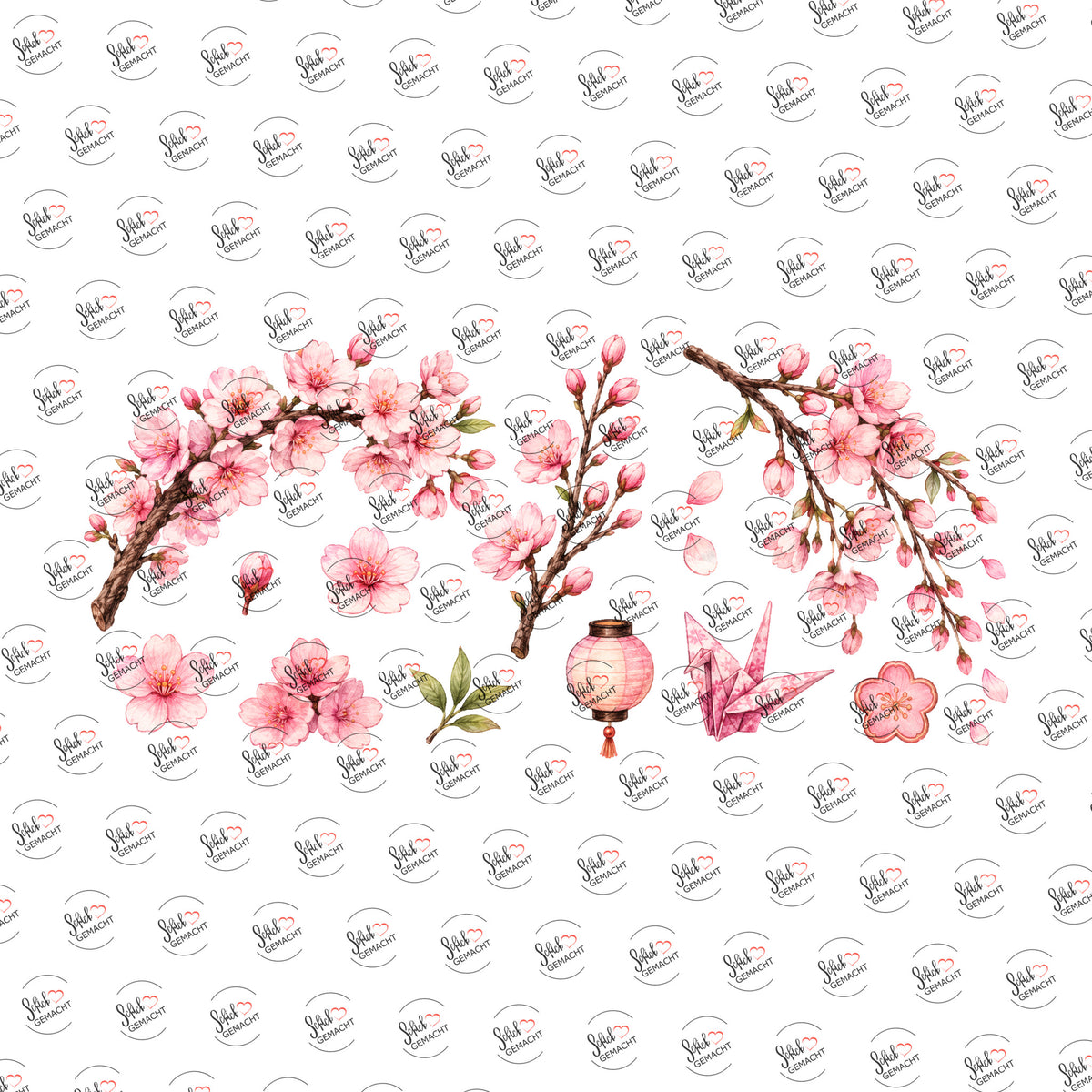 Kirschblüten in Aquarell als UV-DTF Sticker einzeln