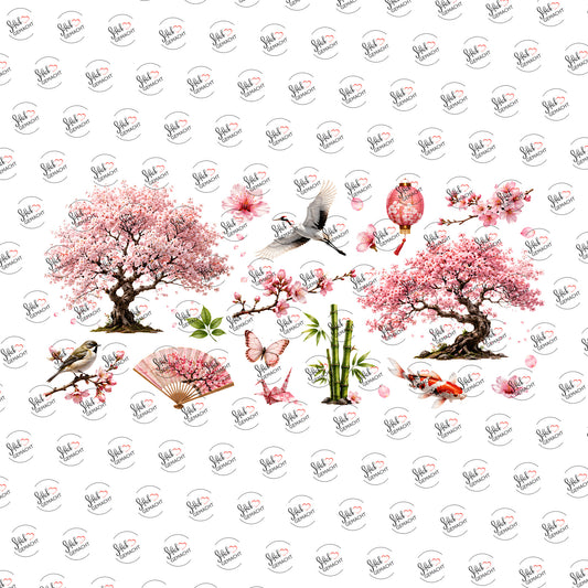 Kirschblüten und Kraniche
