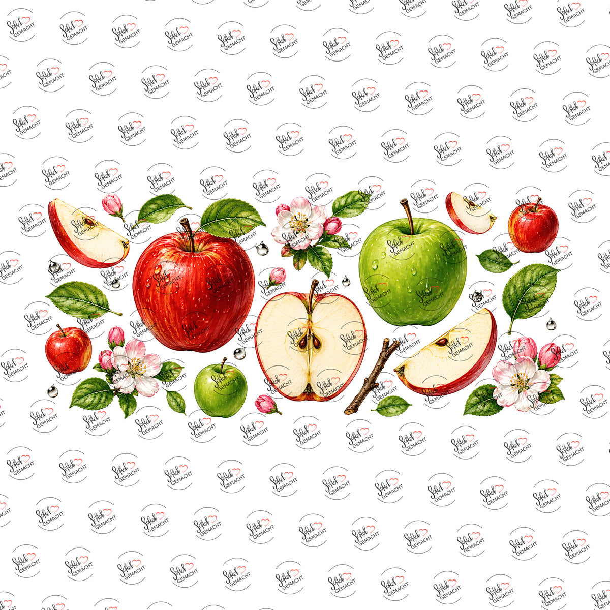 Äpfel in Aquarell als UV-DTF Sticker einzeln