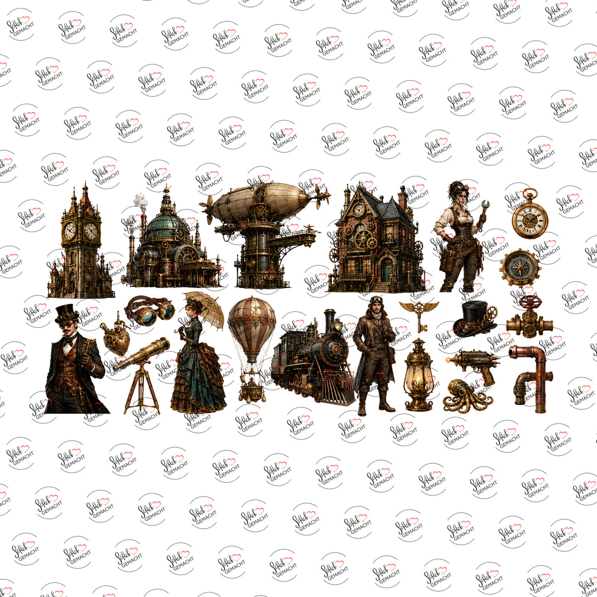 Steampunk-Abenteuer als UV-DTF Sticker einzeln