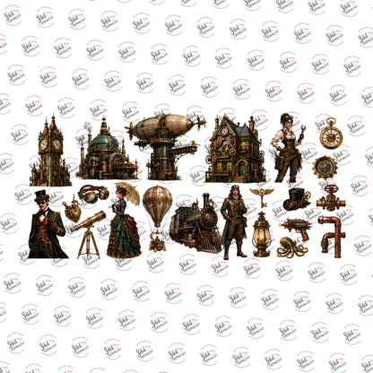 Steampunk-Abenteuer als UV-DTF Sticker einzeln