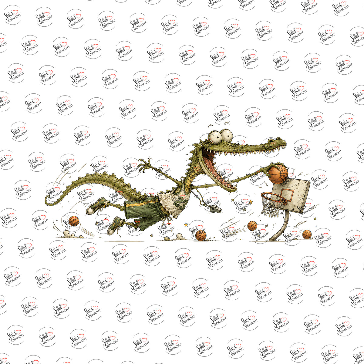 Krokodil beim Dunk als UV-DTF Sticker einzeln
