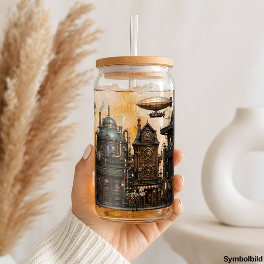 Steampunk-Stadt mit Luftschiffen