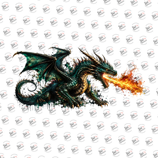 Feuerdrache in Dunkelgrün