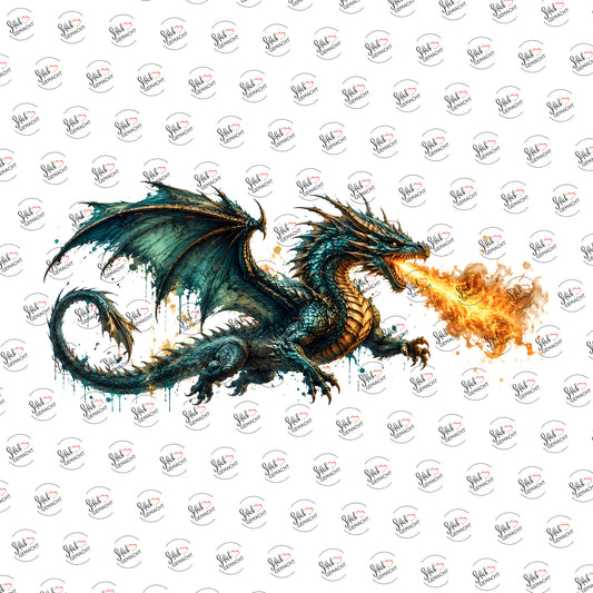 Feuerdrache in Türkis