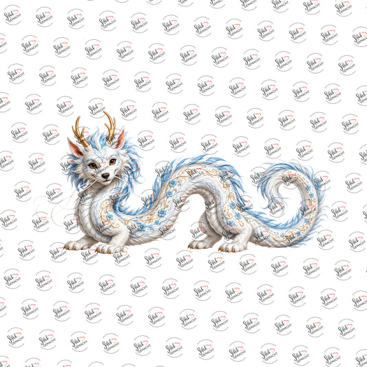 Flauschdrache in Eisblau