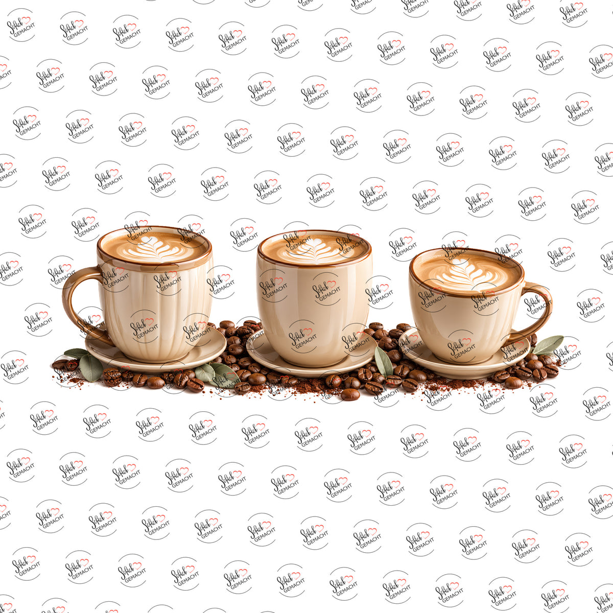Latte macchiato im Trio als UV-DTF Sticker einzeln