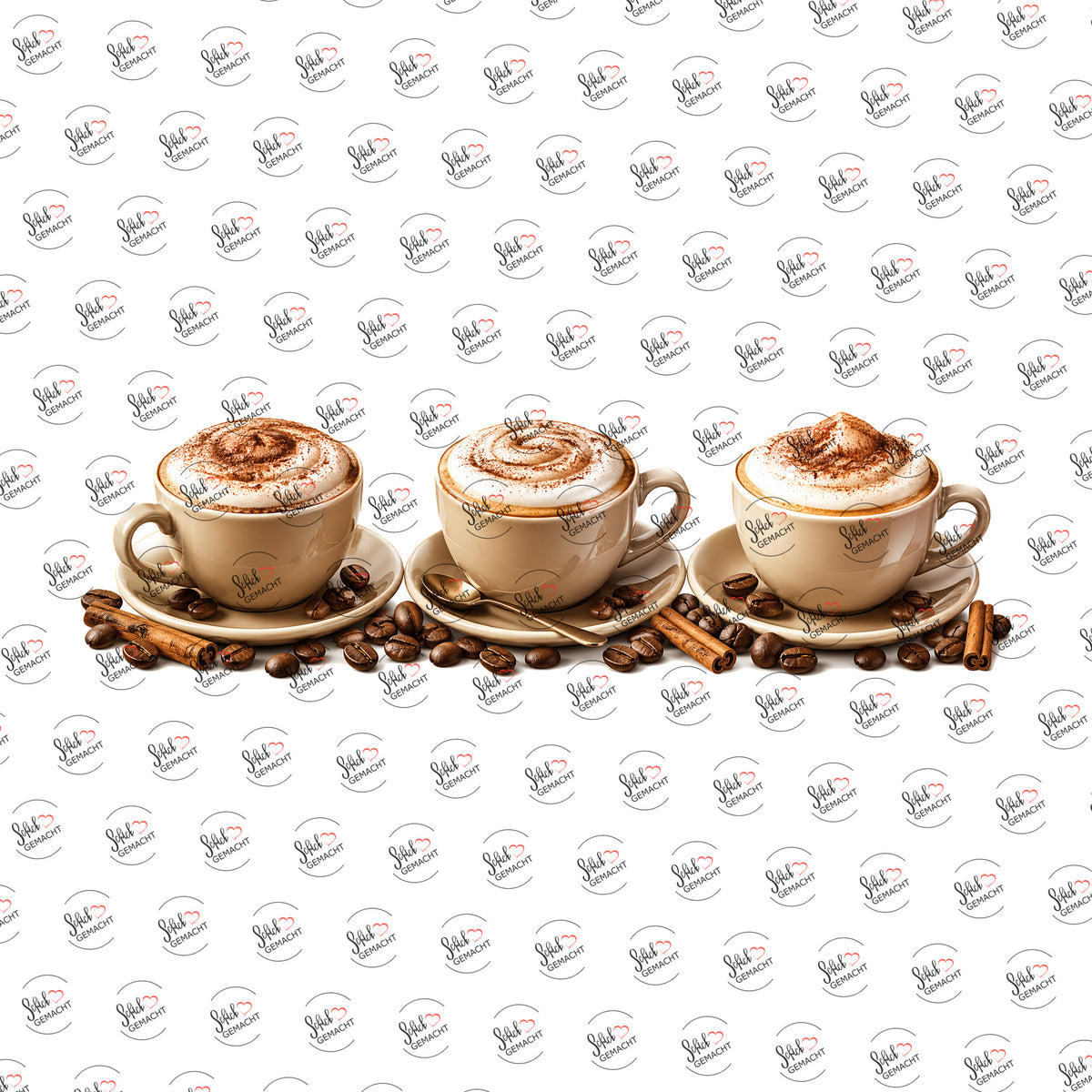 Cappuccino mit Zimtstangen als UV-DTF Sticker einzeln