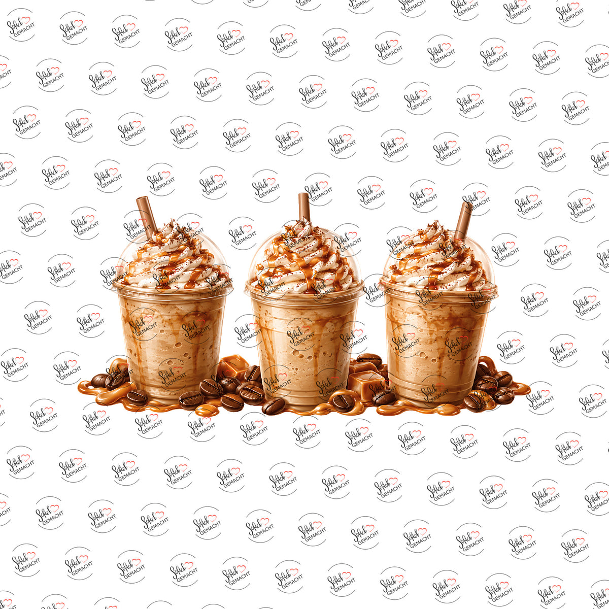 Frappé mit Karamellsoße als UV-DTF Sticker einzeln