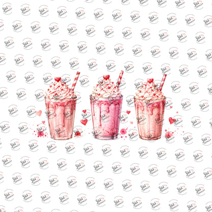 Erdbeershakes mit Herzen als UV-DTF Sticker einzeln
